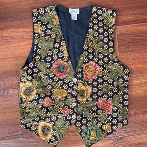 Vintage beaded boho vest - L